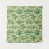 Grünes Kaktus-Muster SüdwestGeo-Schritt-| Wandteppich (Vorderseite)