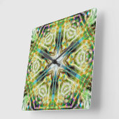 Grünes Kaleidoskop, gealtert Quadratische Wanduhr (Winkel)