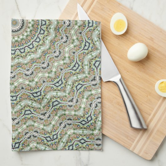 Grünes Kaleidoskop Geschirrtuch (Viertel Falte)