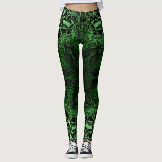 Grünes Kaleidoskop Leggings (Vorderseite)