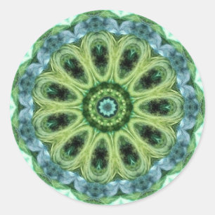 Grünes Kaleidoskop Runder Aufkleber
