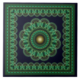 Grünes kaleidoskopisches Muster Fliese