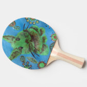 grünes Kaninchen auf blauem Tischtennisschläger Tischtennis Schläger (Seitenansicht)