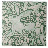 Grünes Kaninchen, das auf 6" Fliesenleder gemalt w Fliese (Vorderseite)