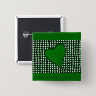 Grünes Kariertes Herz Button