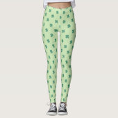 Grünes Kariertes Kleeblatt 4-Leaf Kleeblattmuster  Leggings (Vorderseite)