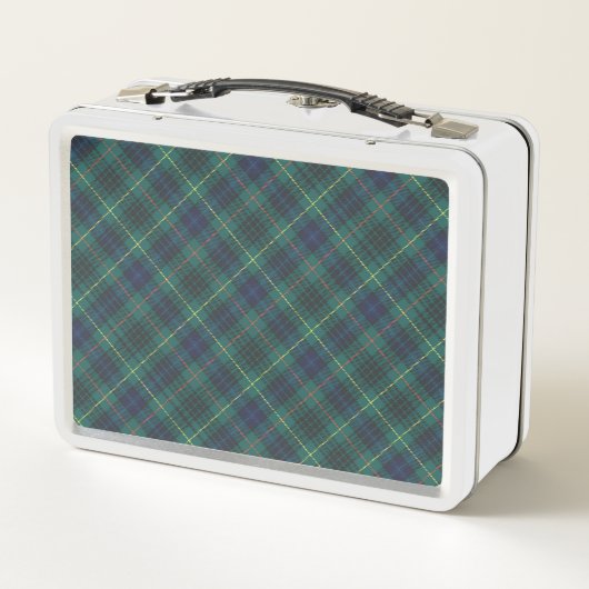 Grünes Kariertes Metal Lunchbox (Rückseite)