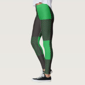 Grünes kariertes Muster Leggings (Links)