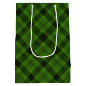 GRÜNES KARIERTES MUSTER MIT GRÜNEN BLUME MITTLERE GESCHENKTÜTE (Rückseite)