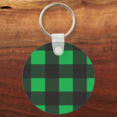 Grünes kariertes Muster Schlüsselanhänger (Vorderseite)