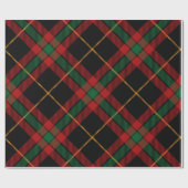 Grünes Kariertes Muster Weihnachtswrapping Paper Geschenkpapier (Flach)