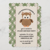 Grünes Kariertes Niedliches Retroschalen Geburtsta Einladung (Vorne/Hinten)