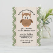 Grünes Kariertes Niedliches Retroschalen Geburtsta Einladung (Stehend Vorderseite)