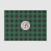 Grünes Kariertes Schachbrett Rustikales Monogramm Seidenpapier (Vorderseite)