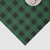 Grünes Kariertes Schachbrett Rustikales Monogramm Seidenpapier (Ausschnitt)