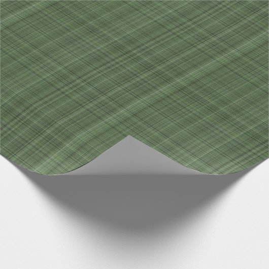 Grünes Kariertes Stoff Look Imitats Textur Weihnac Geschenkpapier (Ecke)