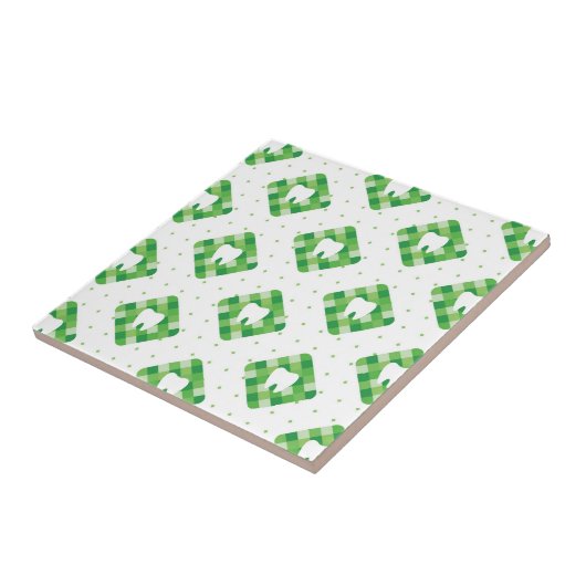 Grünes kariertes Zahn-Muster Fliese (Seite)