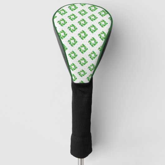Grünes kariertes Zahn-Muster Golf Headcover (Vorderseite)
