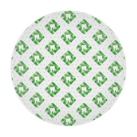 Grünes kariertes Zahn-Muster Schneidebrett (Vorderseite)