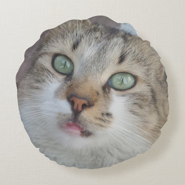 Grünes Katzenaugen Rundkissen Rundes Kissen (Rückseite)