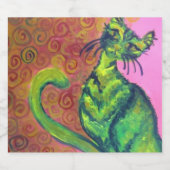 grünes Katzenweinlabel Bierflaschenetikett (Einzelnes Label)