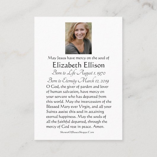 Grünes keltisches Kreuz Rose Beerdigungsgebet Platzkarte (Rückseite)