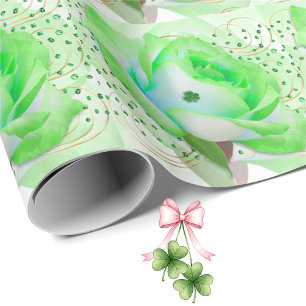 Grünes keltisches Rosen-Geschenkpapier Geschenkpapier