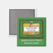 Grünes Kinderschuljahr mit Foto Magnet (Vorderseite/Rückseite)