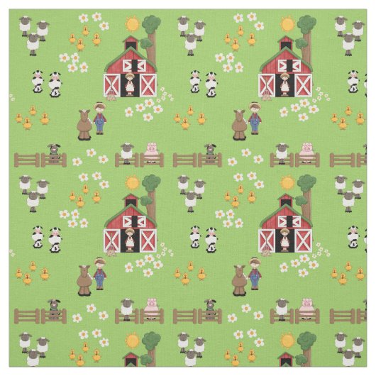 Grünes Kinderzimmer von Barnyard Farm Stoff (Muster)