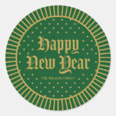 Grünes klassisches dekoratives geometrisches Glück Runder Aufkleber (Vorderseite)