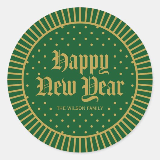 Grünes klassisches dekoratives geometrisches Glück Runder Aufkleber (Vorderseite)