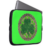 Grünes Kleeblatt auf keltischen Knochen - Laptop-S Laptopschutzhülle (Vorne Rechts)