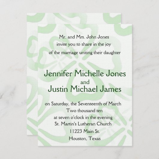 Grünes Kleeblatt Einladung zur Hochzeit (Vorne/Hinten)