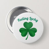 Grünes Kleeblatt-Fühl-dich-glücklich-St.-Patricks- Button (Vorne & Hinten)