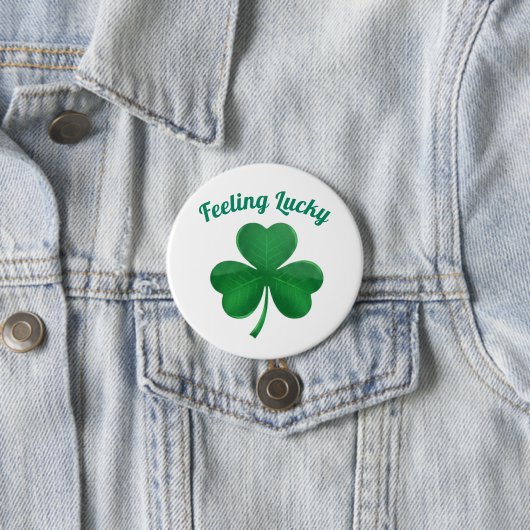 Grünes Kleeblatt-Fühl-dich-glücklich-St.-Patricks- Button (Beispiel)