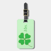 Grünes Kleeblatt-Gold punktiert Frau Luggage Tag Gepäckanhänger (Vorderseite vertikal)
