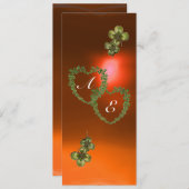 GRÜNES KLEEBLATT HERZEN MONOGRAMM weiß, orange Ankündigung (Vorne/Hinten)