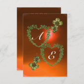 GRÜNES KLEEBLATT HERZEN MONOGRAMM weiß, orange Ankündigung (Vorne/Hinten)