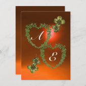 GRÜNES KLEEBLATT HERZEN MONOGRAMM weiß, orange Ankündigung (Vorne/Hinten)