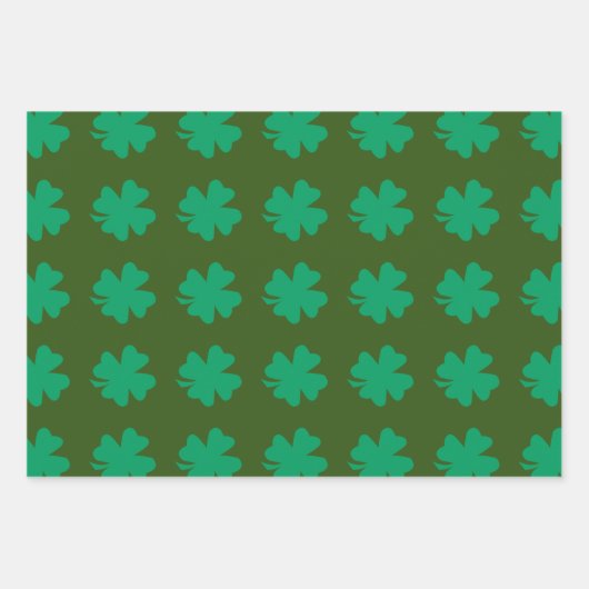 Grünes Kleeblatt Leaf Muster St Patrick's Day 2024 Geschenkpapier Set (Vorderseite 3)