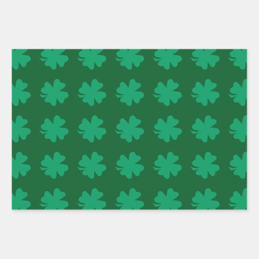 Grünes Kleeblatt Leaf Muster St Patrick's Day 2024 Geschenkpapier Set (Vorderseite 2)