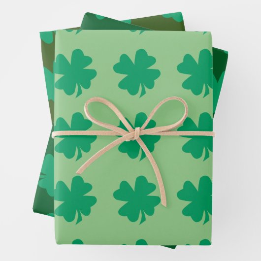 Grünes Kleeblatt Leaf Muster St Patrick's Day 2024 Geschenkpapier Set (Beispiel)