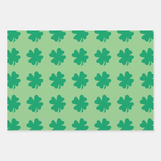 Grünes Kleeblatt Leaf Muster St Patrick's Day 2024 Geschenkpapier Set (Vorderseite)