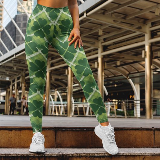 Grünes Kleeblatt mit Streifen St Patrick's Day Leggings