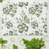 Grünes Kleeblatt-Muster • St. Patrick’s Day Geschirrtuch (Gefaltet)