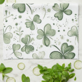 Grünes Kleeblatt-Muster • St. Patrick’s Day Geschirrtuch (Gefaltet)
