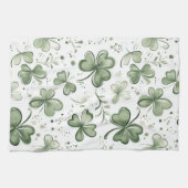 Grünes Kleeblatt-Muster • St. Patrick’s Day Geschirrtuch (Horizontal)