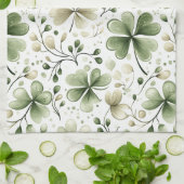 Grünes Kleeblatt-Muster • St. Patrick’s Day Geschirrtuch (Gefaltet)