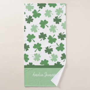 Grünes Kleeblatt Muster St. Patrick's Day Badhandtuch Set