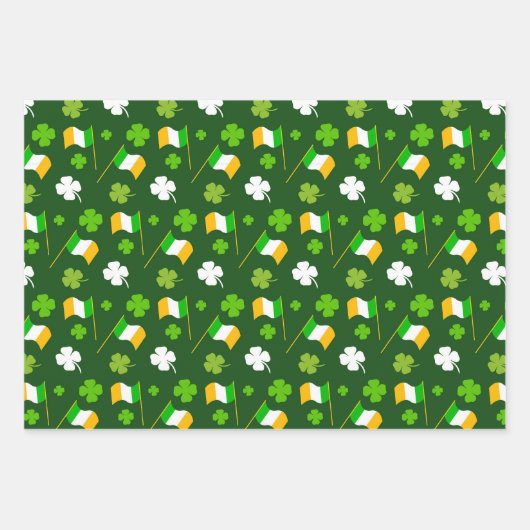 Grünes Kleeblatt: Patrick's Day Wrapping Paper Geschenkpapier Set (Vorderseite 2)